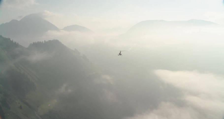 A helicopter flying in the air