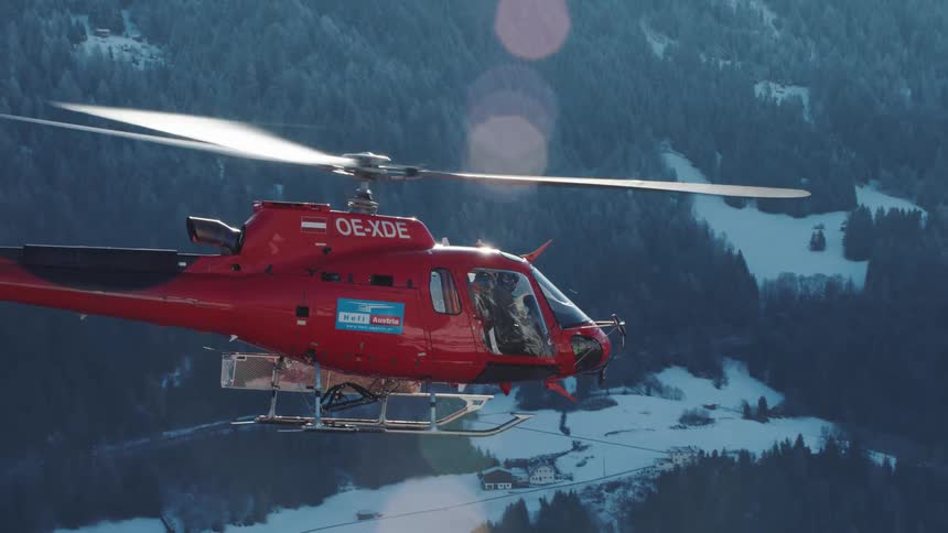 A medical helicopter flying