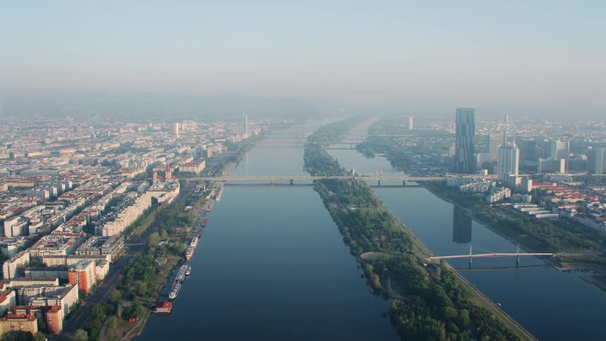 A river running through a city