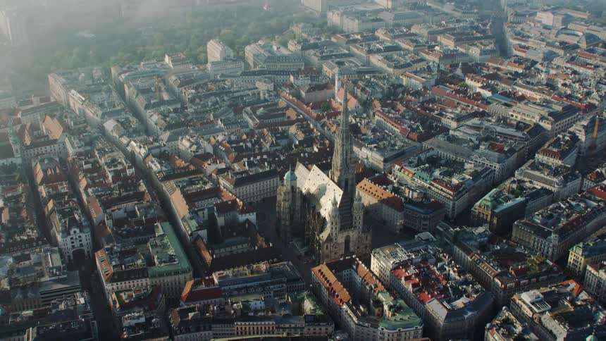 Aerial view of st stephens cathedral and buildings