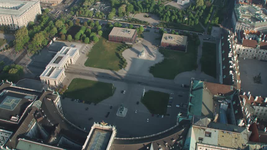 A courtyard outside a large building
