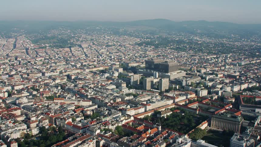Aerial view of buildings in a city
