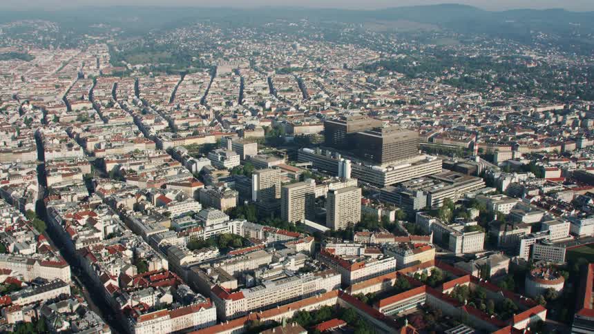 The city is covered with blocks of buildings