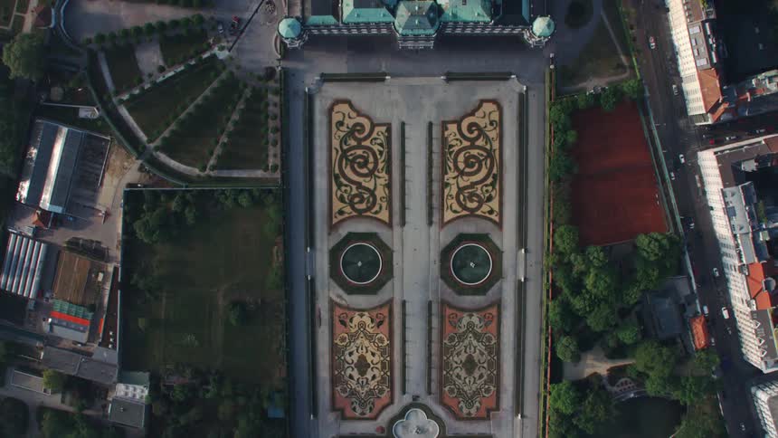 The park below in the city is empty