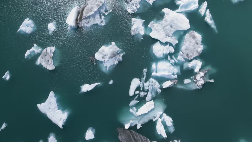 Ice caps in a lake