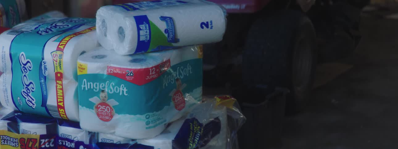 A pile of paper products on the floor