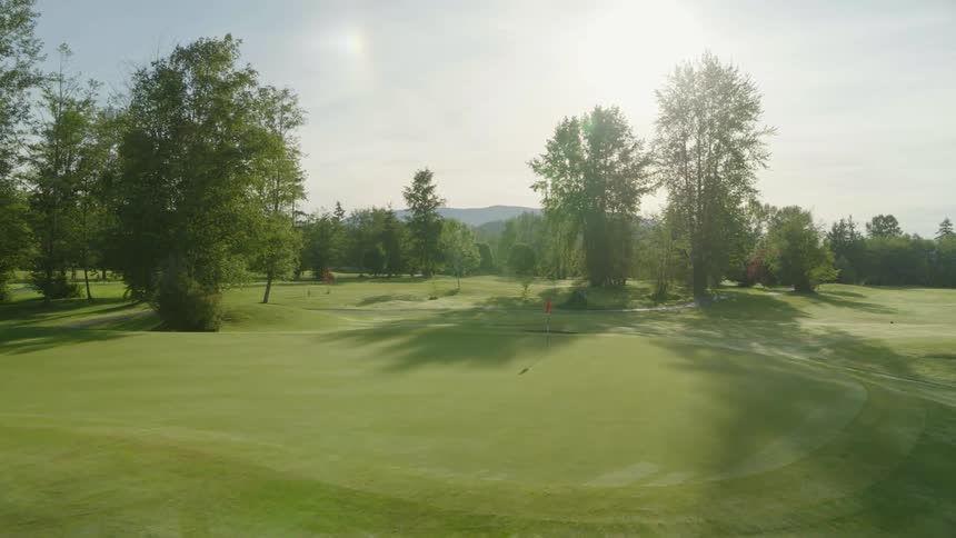 Aerial view of golf course at day