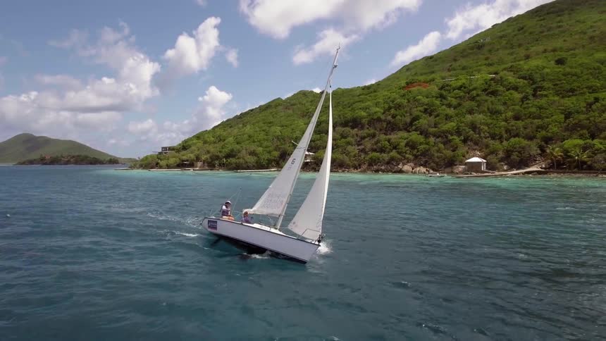 Two people sailing