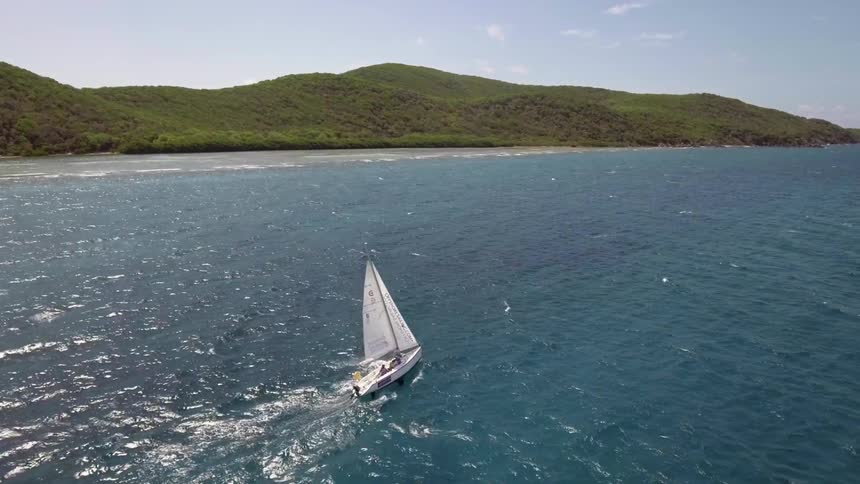 Two people on a sailboat