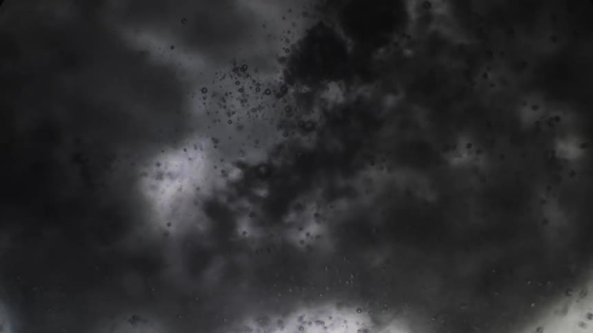 A dark liquid bubbles and flows