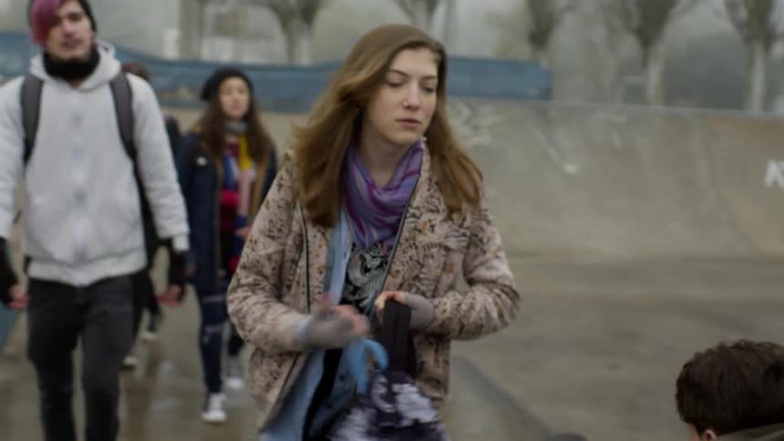 A female teenager pushes boy away and gets her brother and leaves