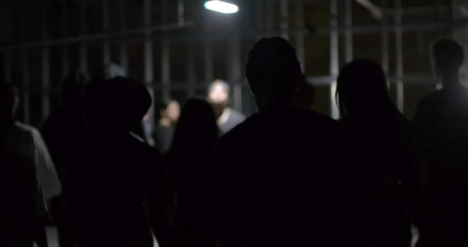 People walk into a group