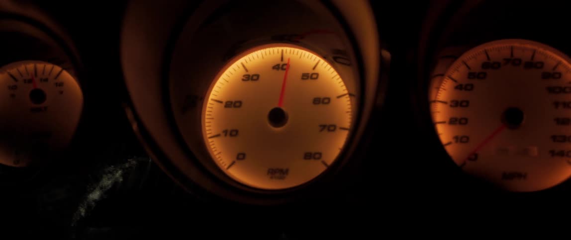 Dashboard of a car that contains the devices for measuring speed and distance