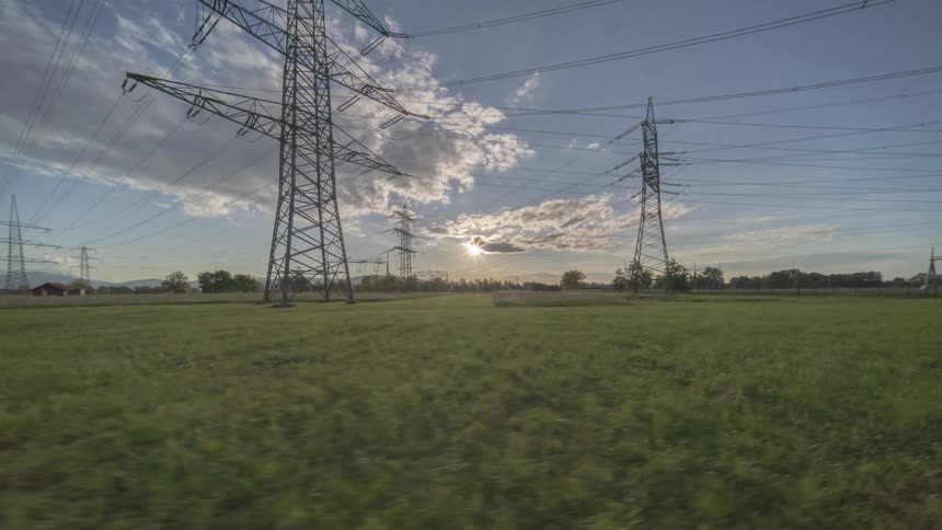 Electrical towers in a field