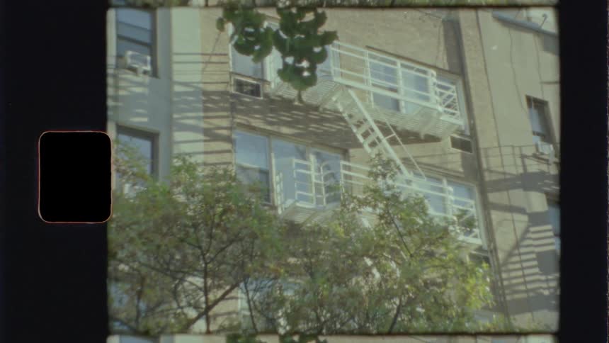 The fire escapes of the apartments