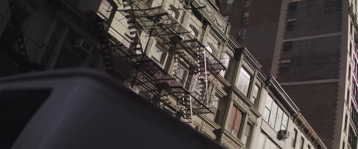 A stairwell on an apartment building