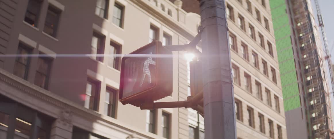 A crossing signal at an intersection in a signal