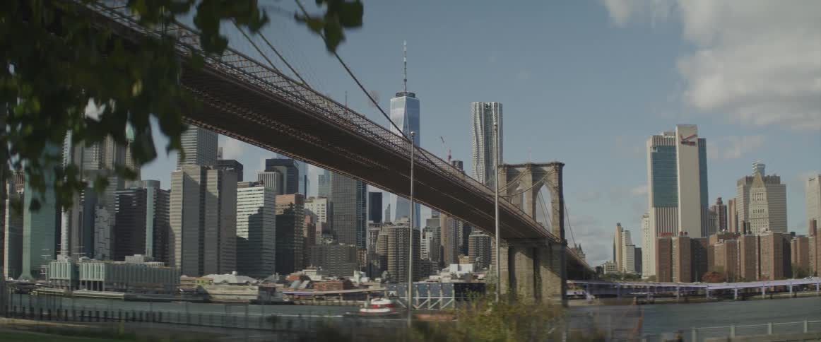 The city is calm on a sunny day