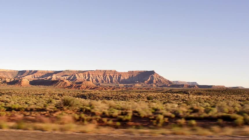 View of desert landscape and buttes