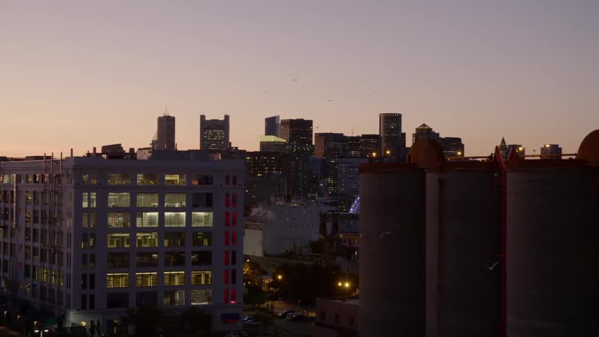 Buildings and factories in a city