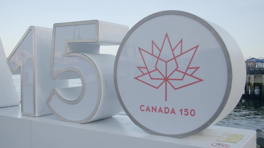 Sign for the 150th anniversary of canada outside parliament hill
