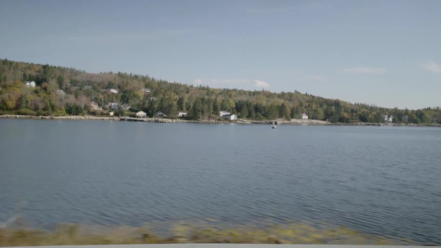 Taking a drive next to the lake in the mountains
