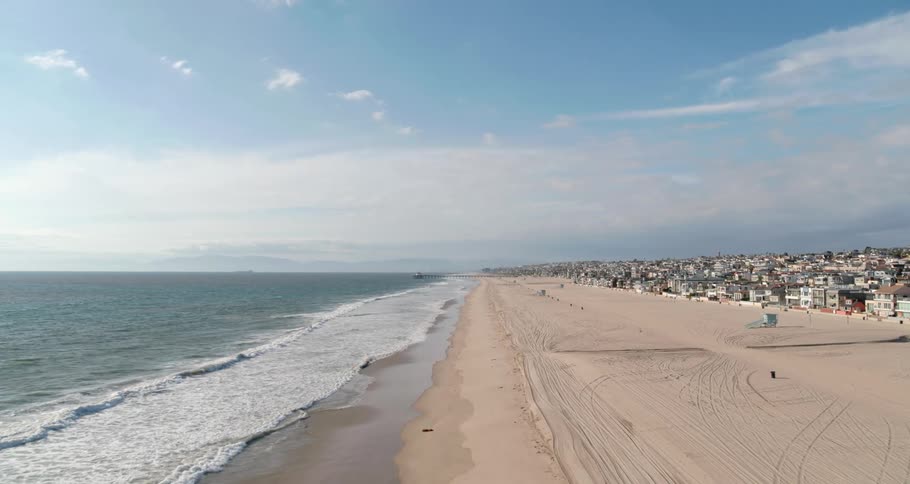 The beach is empty on a sunny day