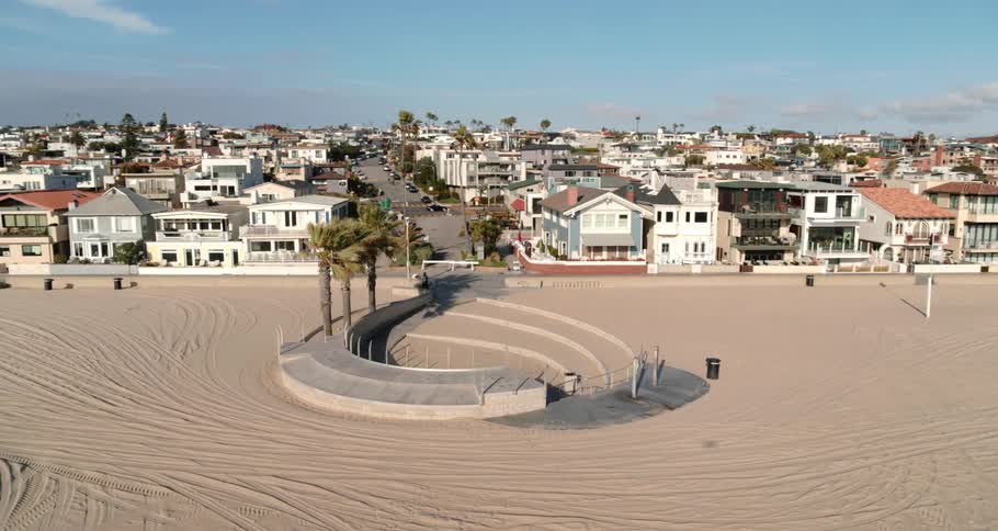 The beach is empty on a sunny day