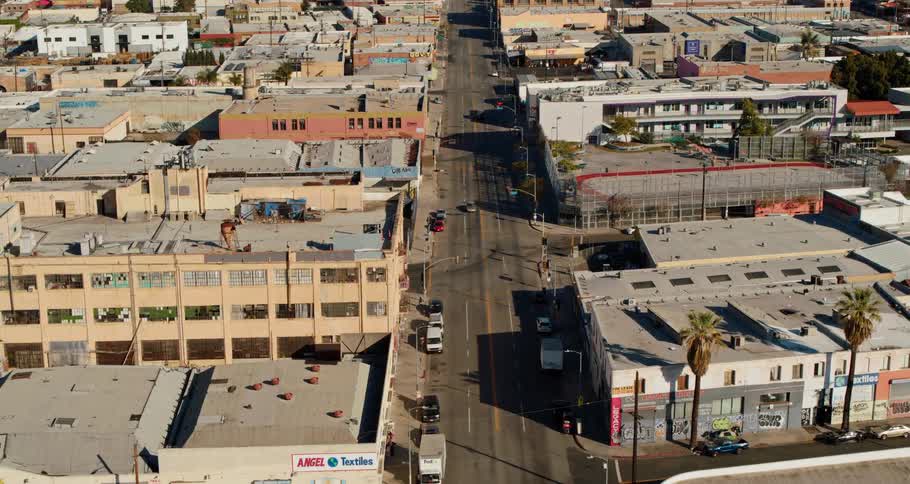 Aerial view of the empty streets during lockdown