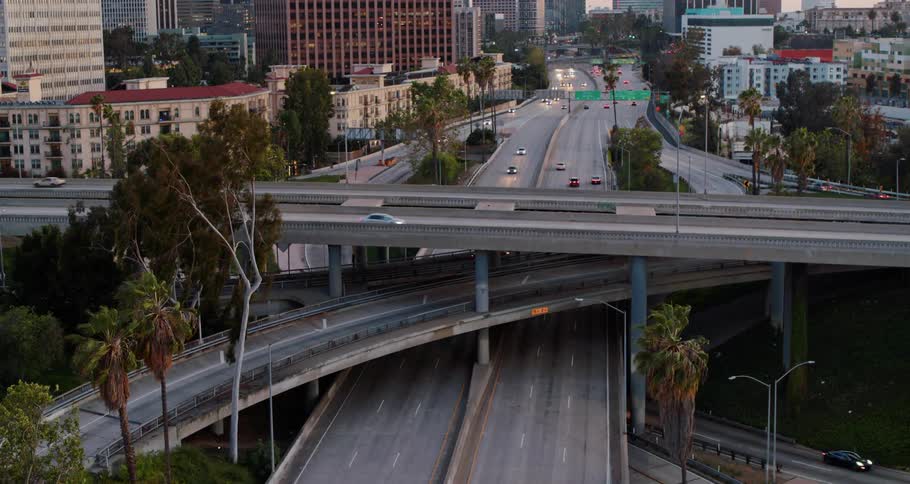 The freeway is busy with traffic