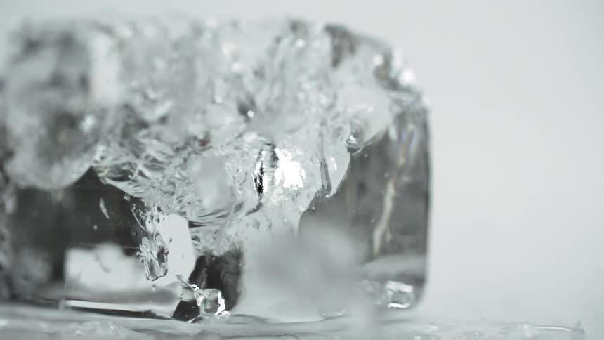 A fork crushing ice with a white background