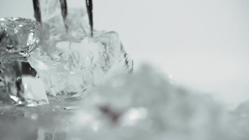 The ice is being broken up with a fork