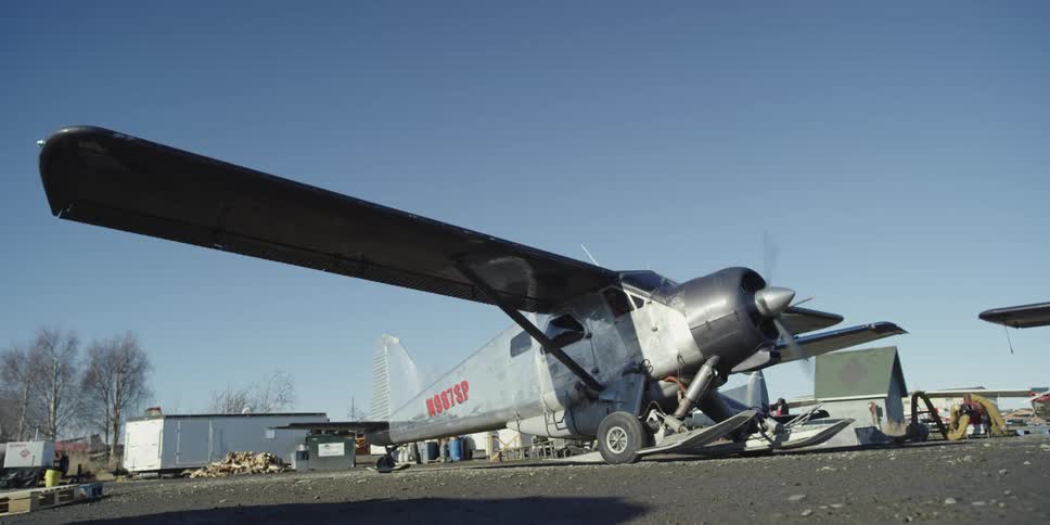 A bush plane prepares to take off