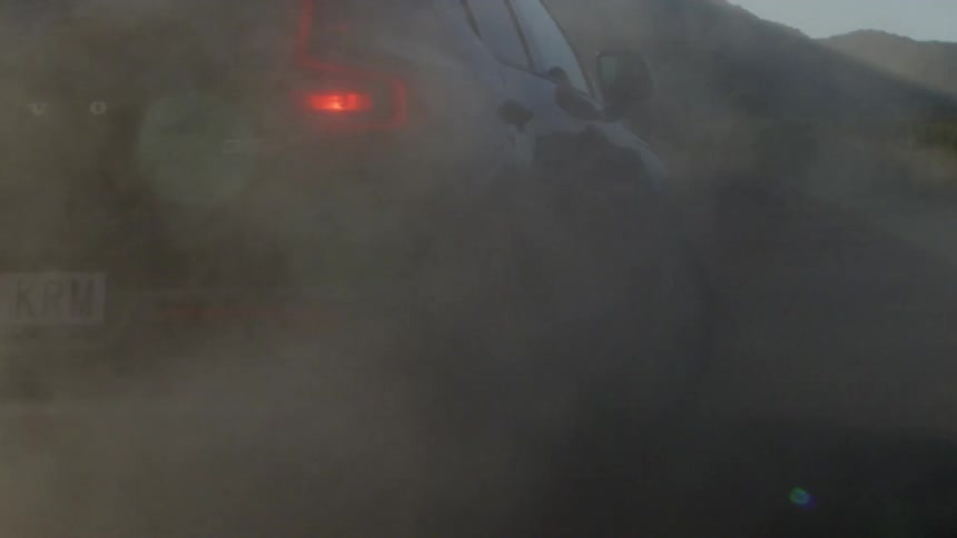 The car moves along the road