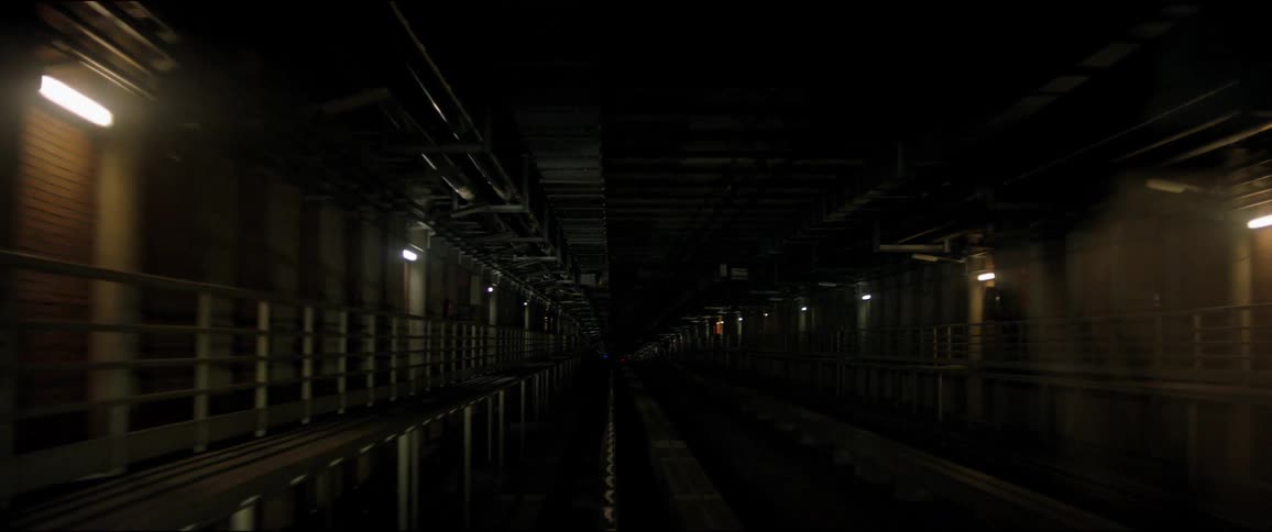 Train tracks in a tunnel