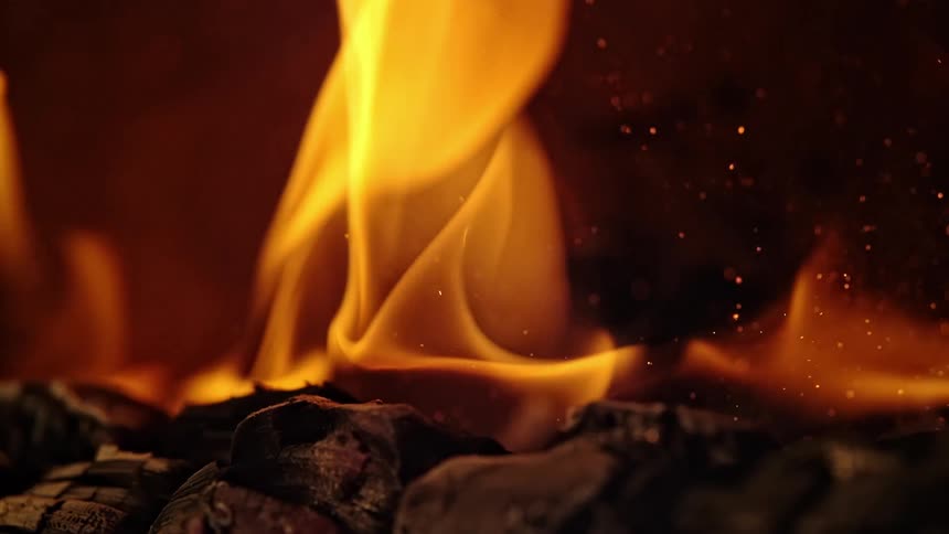 A small flame burns