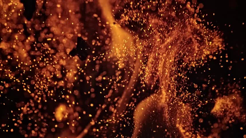 Material burns and produces flame that sends out sparkling and light