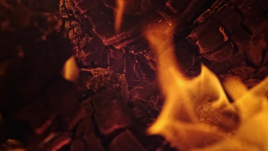 Birds eye view of logs burning