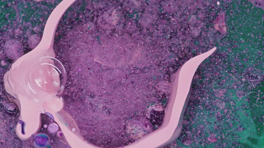 Birds eye view of liquids mixing together