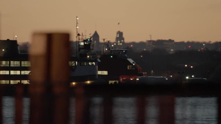 Ferry boat travels across the sea