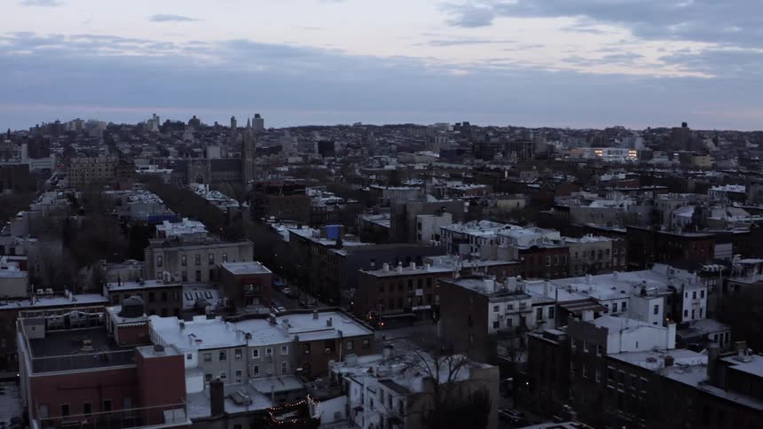 Aerial view of the houses and neighbors at dusk