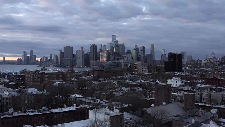The city is quiet at sunset