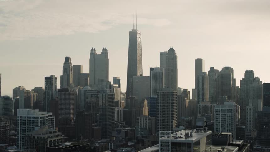 Golden hour Chicago skyline