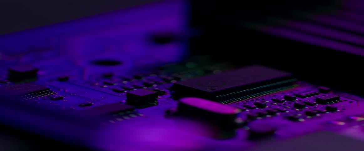 A motherboard illuminated