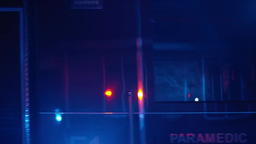 Lights flashing on a fire truck