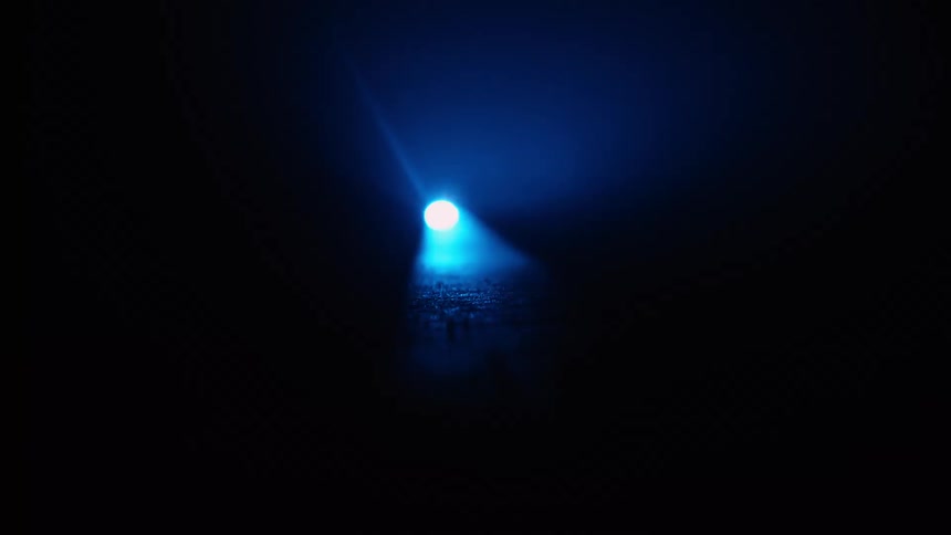 Emergency responding lights are flashing at night