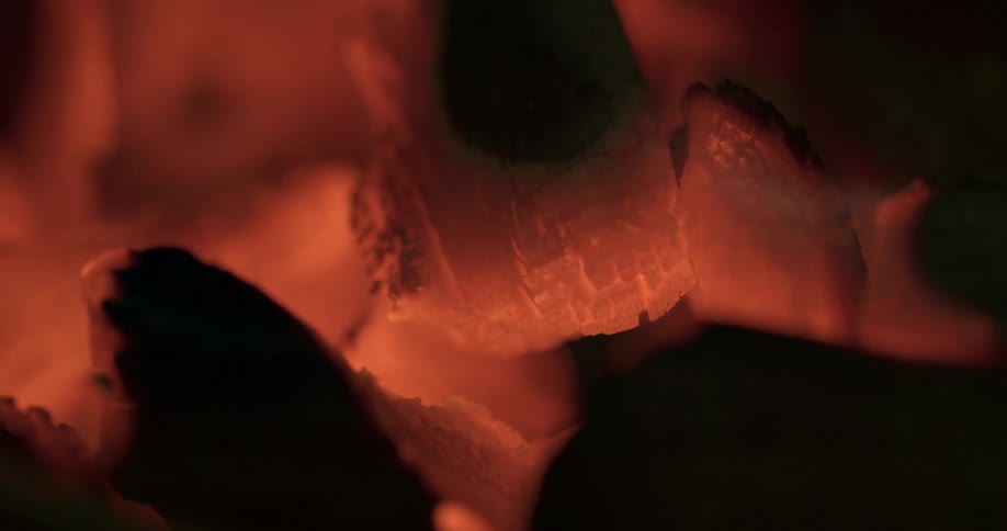 Flames coming off of hot coals