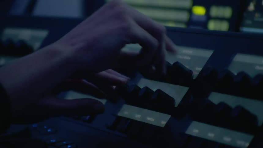 A person is using technology in a room