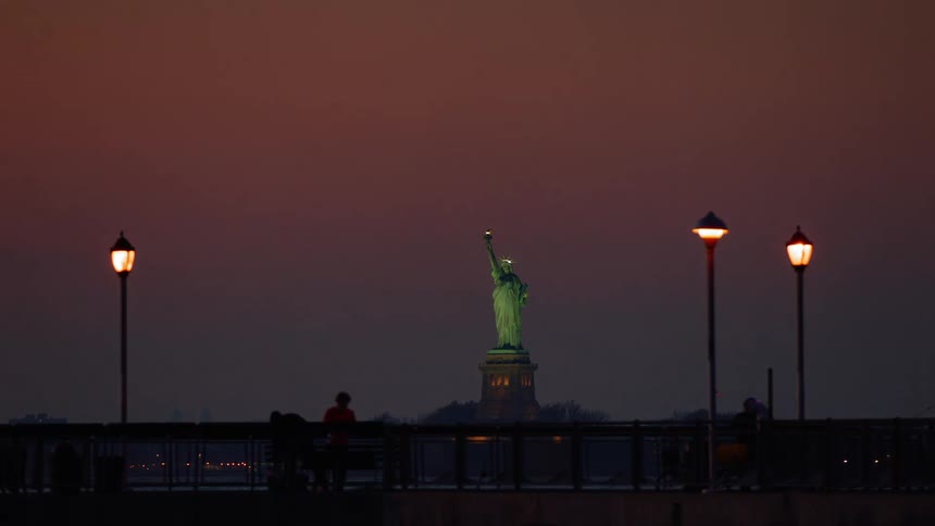 A time lapse of the statue of liberty
