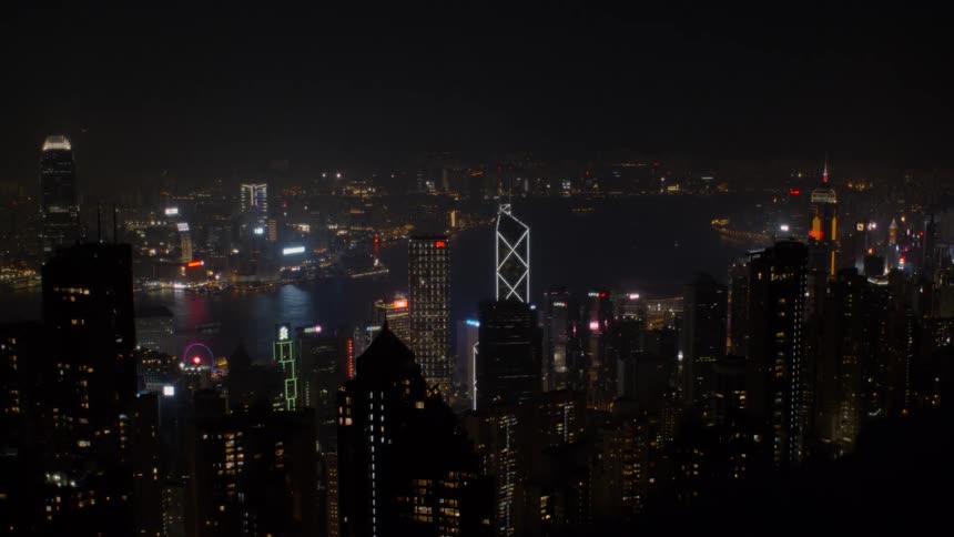An aerial view of a downtown city is displayed